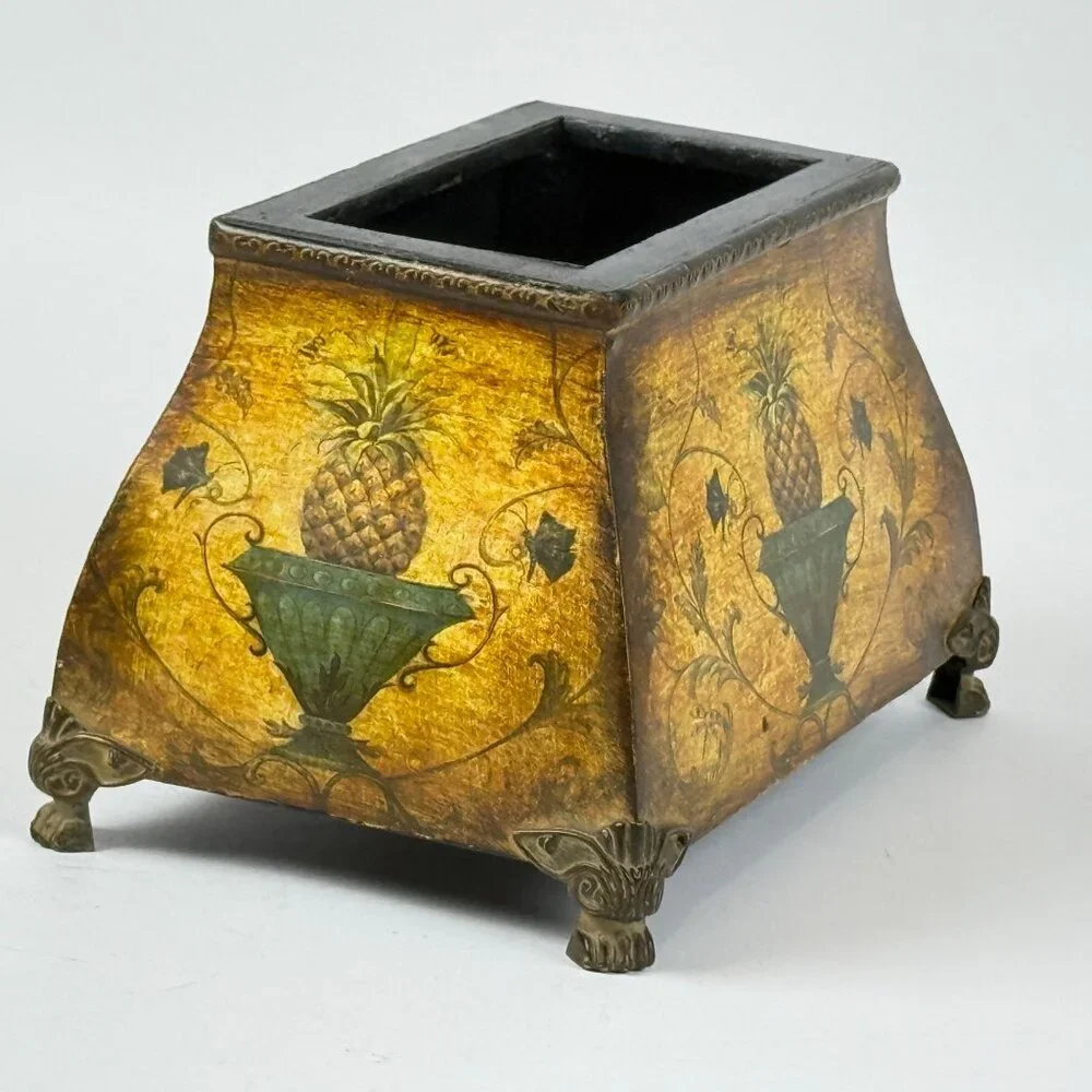 Hospitality Pineapple Curved Chest Decorative Box W/ Ornate Details